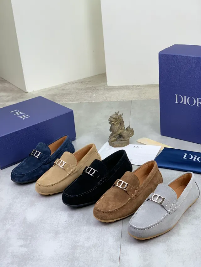 Dior নেভি সুয়েড CD Buckle Slip-On লুফার 6