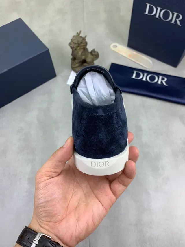 Dior Loafer Penny Strap Daim Navy Blanc 3