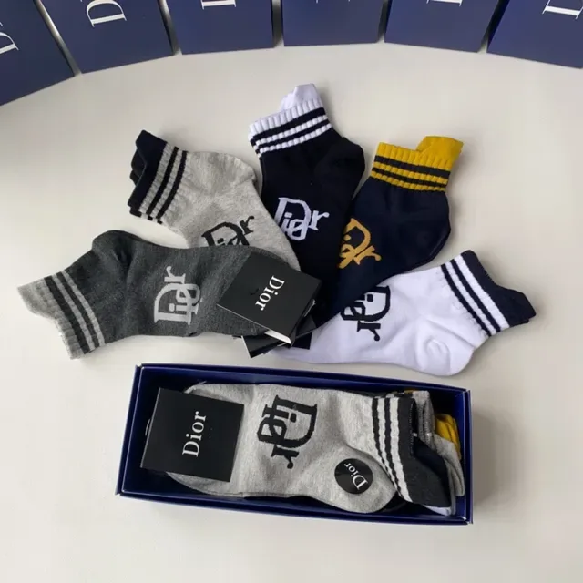 Chaussettes de cheville Dior brodées avec logo et poignet rayé 8