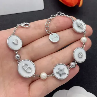 Dior Lucky Charms Multi-Charm Silver-Tone Mother-of-Pearl and Pearl Bracelet