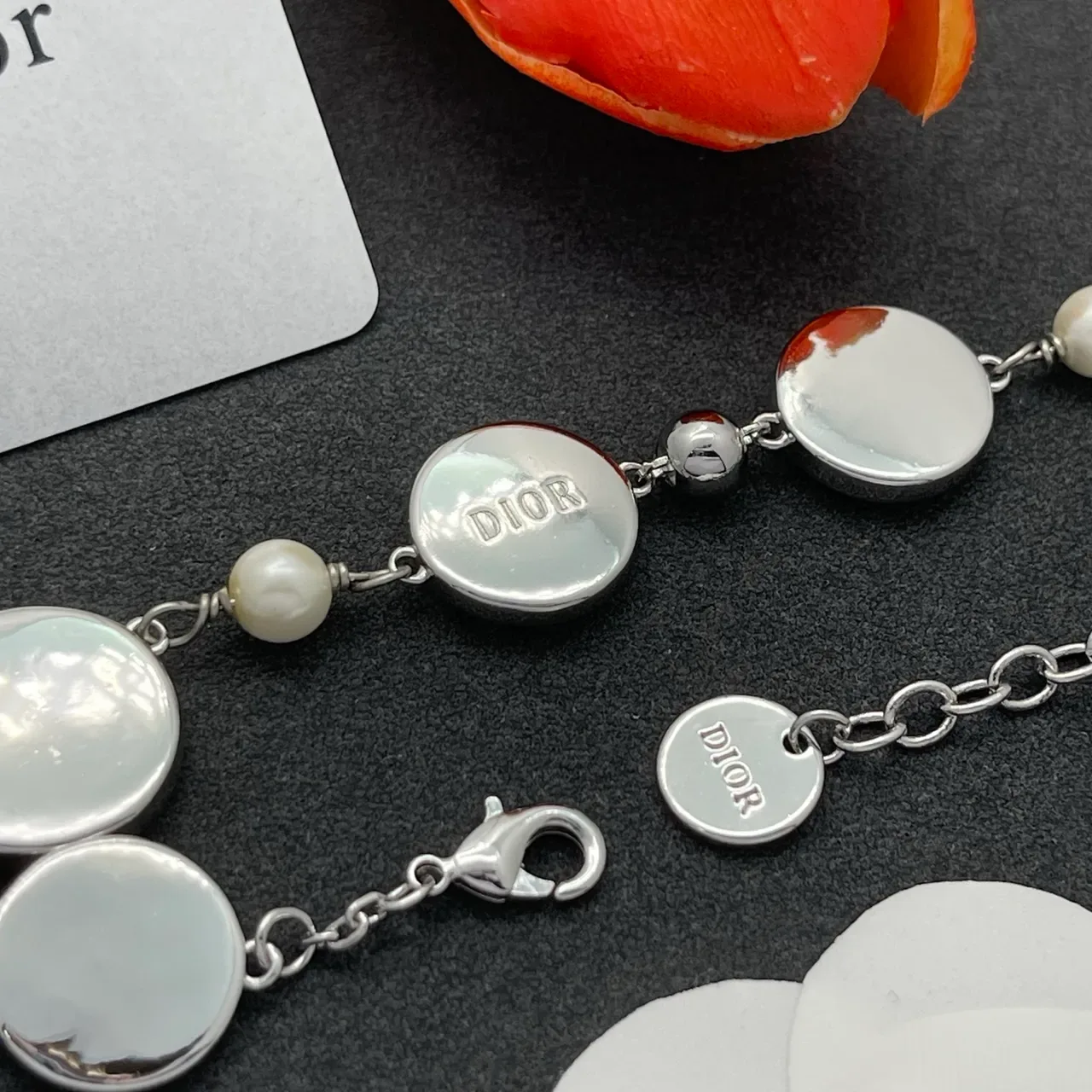 Dior Lucky Charms Multi-Charm Silver-Tone Mother-of-Pearl and Pearl Bracelet 3