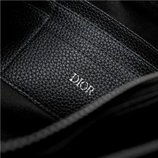 Dior Oblique Black Monogrammed Leather Structured Rectangular Silhouette Wristlet 2