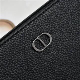 Dior Oblique Black Monogrammed Leather Structured Rectangular Silhouette Wristlet 6