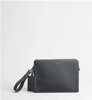 Dior Oblique Black Monogrammed Leather Structured Rectangular Silhouette Wristlet 11