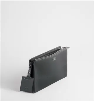 Dior Oblique Black Monogrammed Leather Structured Rectangular Silhouette Wristlet 12
