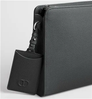 Dior Oblique Black Monogrammed Leather Structured Rectangular Silhouette Wristlet 14