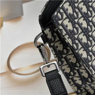 Dior Oblique Black Monogrammed Leather Structured Rectangular Silhouette Wristlet 19