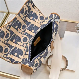 Dior Saddle Navy Beige Monogrammed Canvas Tan Leather Trim Saddle Bag 3