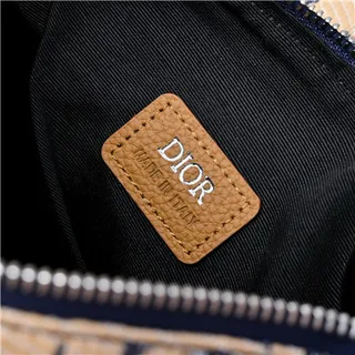 Dior Saddle Navy Beige Monogrammed Canvas Tan Leather Trim Saddle Bag 4
