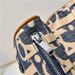 Dior Saddle Navy Beige Monogrammed Canvas Tan Leather Trim Saddle Bag 6