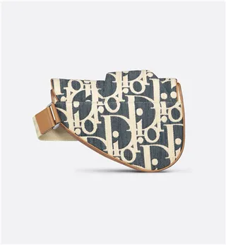 Dior Saddle Navy Beige Monogrammed Canvas Tan Leather Trim Saddle Bag 13
