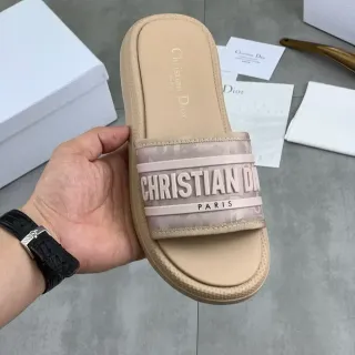 Dior Slide بيج روز عريض حزام ماركة وسادة مريحة شراب