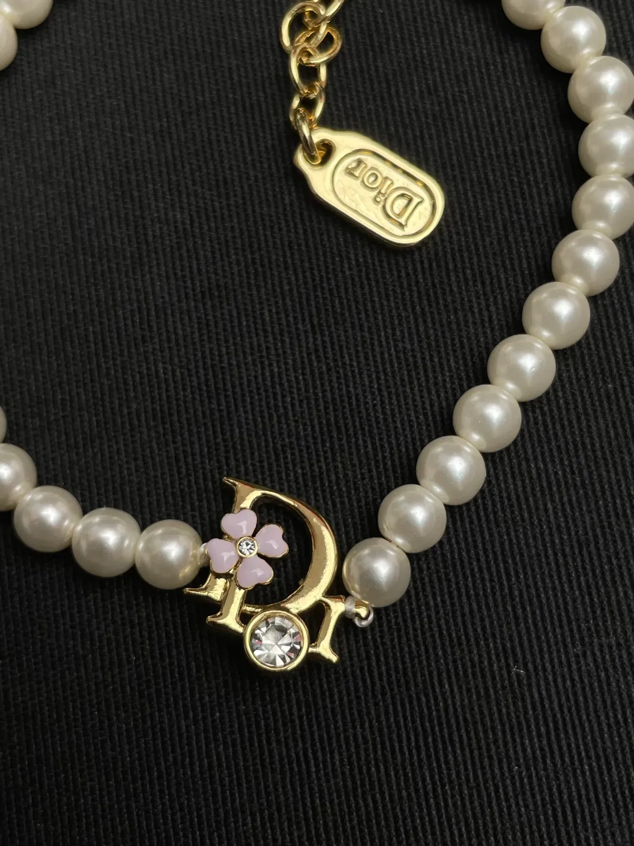 Dior White Gold Pearl Strand Hardware Bracelet 3