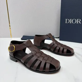 Dior Woven Leather T-Strap Gladiator Sandals