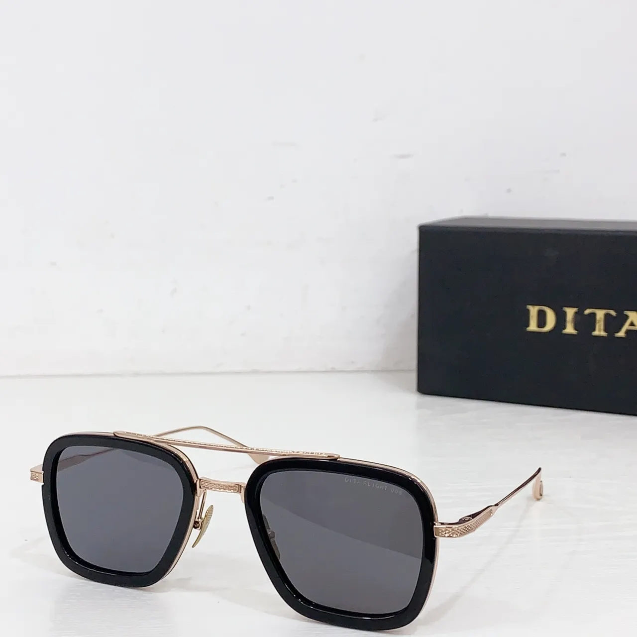 DITA أسود رمادي إطار مستطيل سميك قنطرة مزدوجة نظارات بصرية 5