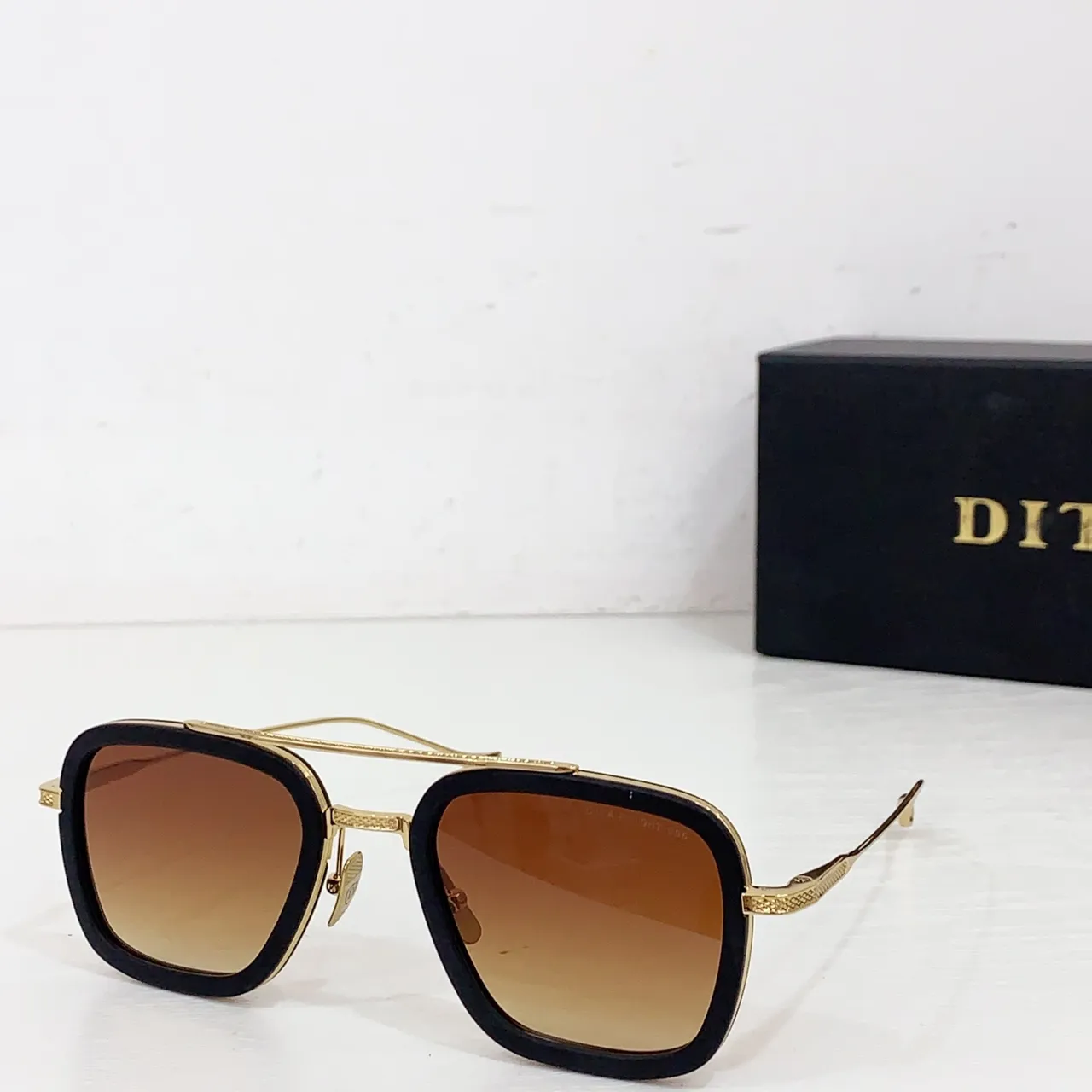 DITA أسود رمادي إطار مستطيل سميك قنطرة مزدوجة نظارات بصرية 6