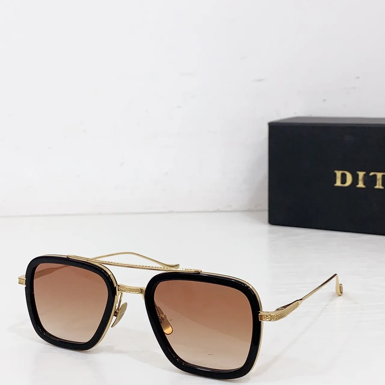 DITA أسود رمادي إطار مستطيل سميك قنطرة مزدوجة نظارات بصرية 7