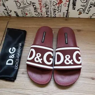 Dolce & Gabbana D&G Slide Bordeaux et Blanc Chaussons