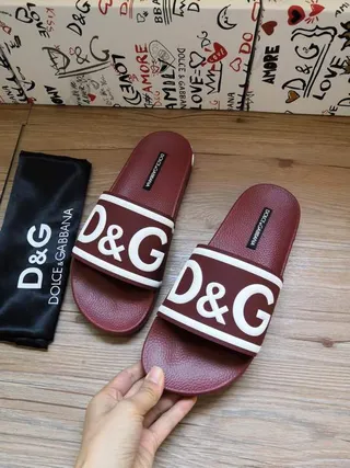 Dolce & Gabbana D&G Slide Bordeaux et Blanc Chaussons 3