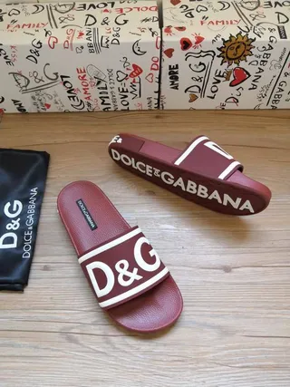 Dolce & Gabbana D&G Slide Bordeaux et Blanc Chaussons 4