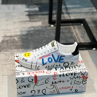 Dolce & Gabbana Graffiti-Print White Lifestyle Sneakers