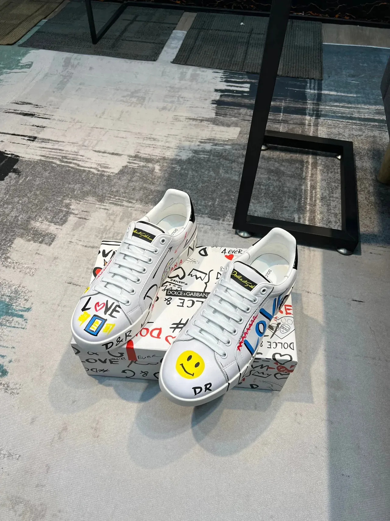 Dolce & Gabbana Graffiti-Print White Lifestyle Sneakers 5