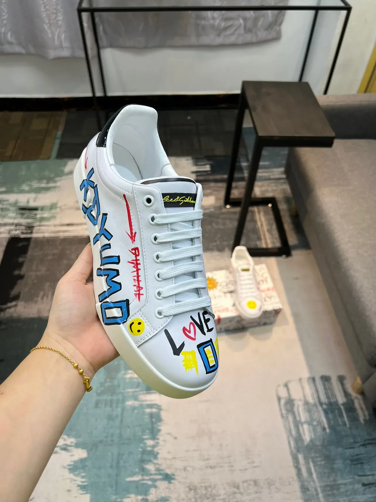 Dolce & Gabbana Graffiti-Print White Lifestyle Sneakers 6