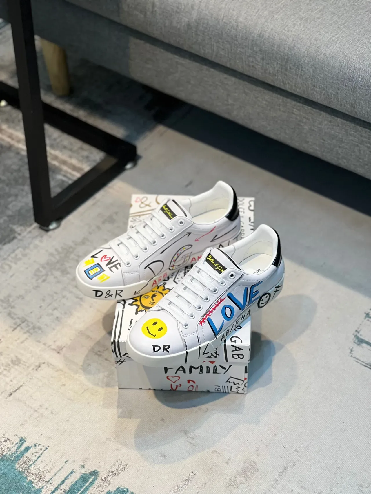 Dolce & Gabbana Graffiti-Print White Lifestyle Sneakers 7