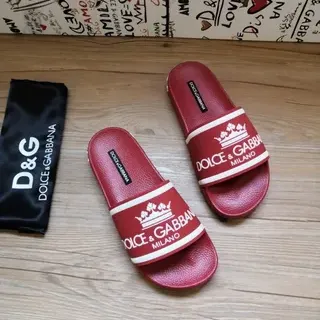 Dolce & Gabbana Sangle logo pantoufles rouges