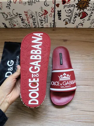 Dolce & Gabbana Logo Strap Red Slippers 2