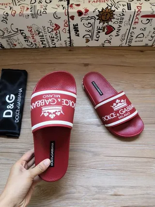 Dolce & Gabbana Logo Strap Red Slippers 3