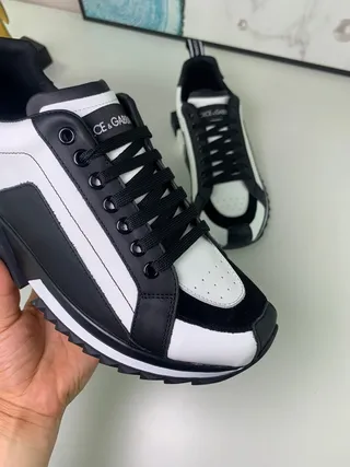 Dolce & Gabbana NS1 Preto Branco Sol Angulado Superior Painelado Tênis Chunky 2