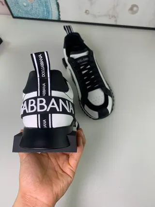 Dolce & Gabbana NS1 Preto Branco Sol Angulado Superior Painelado Tênis Chunky 4