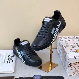 Dolce & Gabbana Portofino कालो चामड़ा জীবনযাত্রা স্নিকার