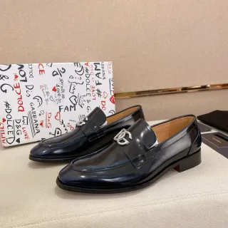 Dolce &amp; Gabbana Portofino marine cuir verni mocassins