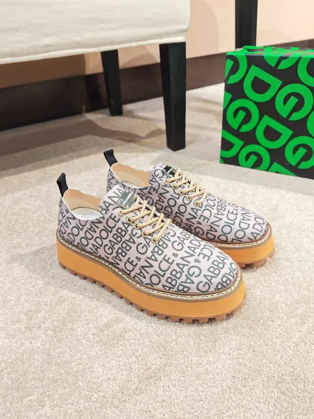 Dolce & Gabbana 米棕色 Logo-Print 帆布鞋面 厚底 生活方式运动鞋 4