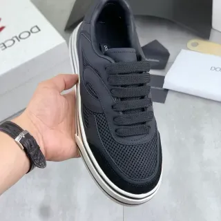 Dolce & Gabbana Black Mesh and Suede Lifestyle Sneakers