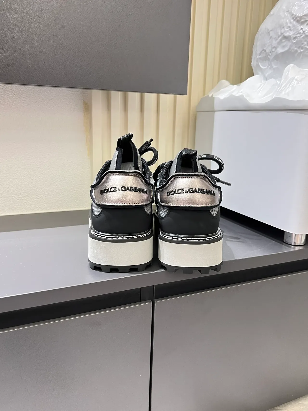 Dolce & Gabbana Gray Black Platform Sole Mesh-Synthetic Hybrid Upper Sneakers 2