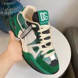 Dolce & Gabbana Green White Sole Multi-Panel Layered Upper Chunky Sneakers