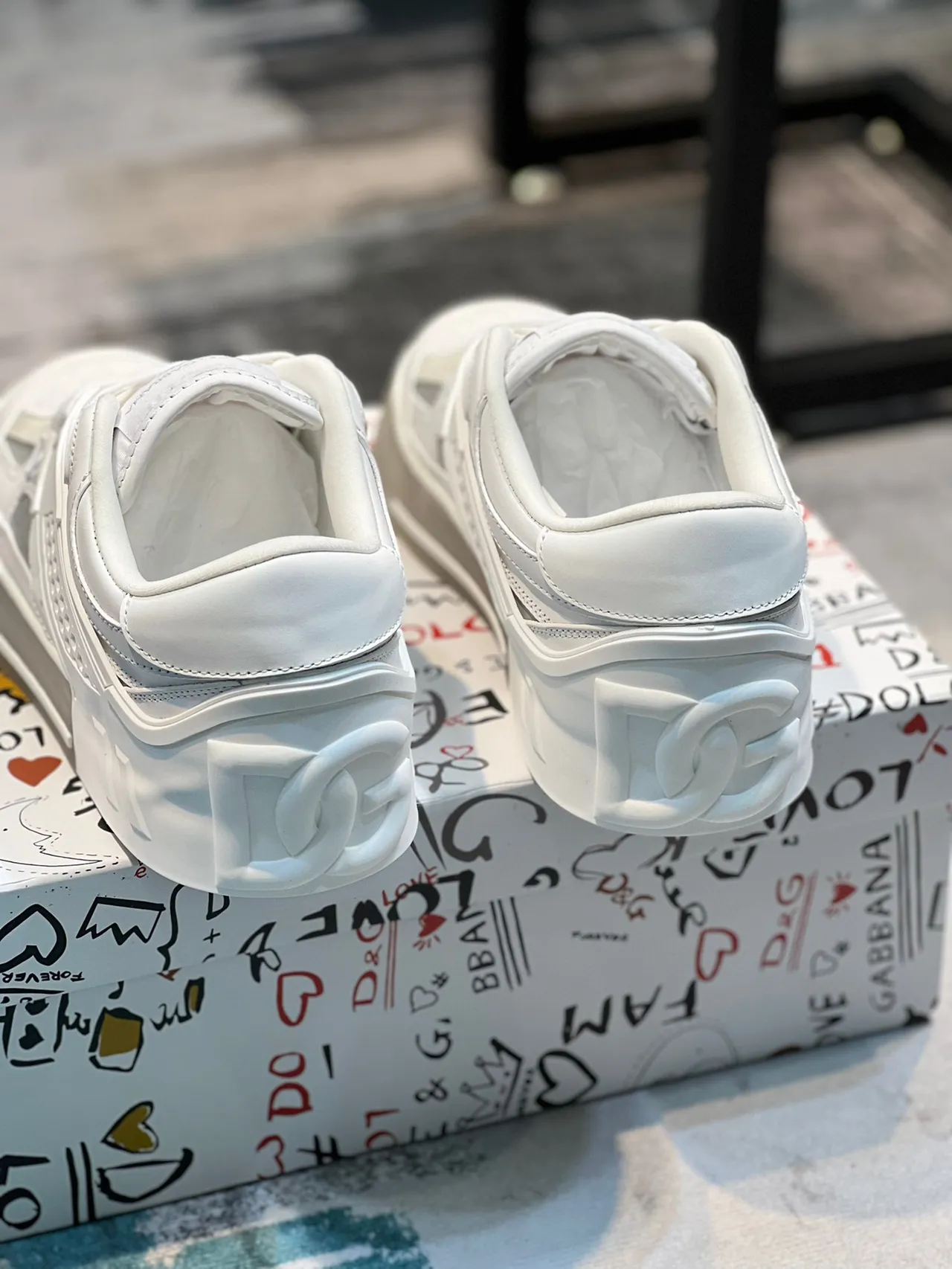 Dolce & Gabbana Sneaker Lifestyle Blanco Beige Low-Top Capas Superpuestas Sneakers Lifestyle 3