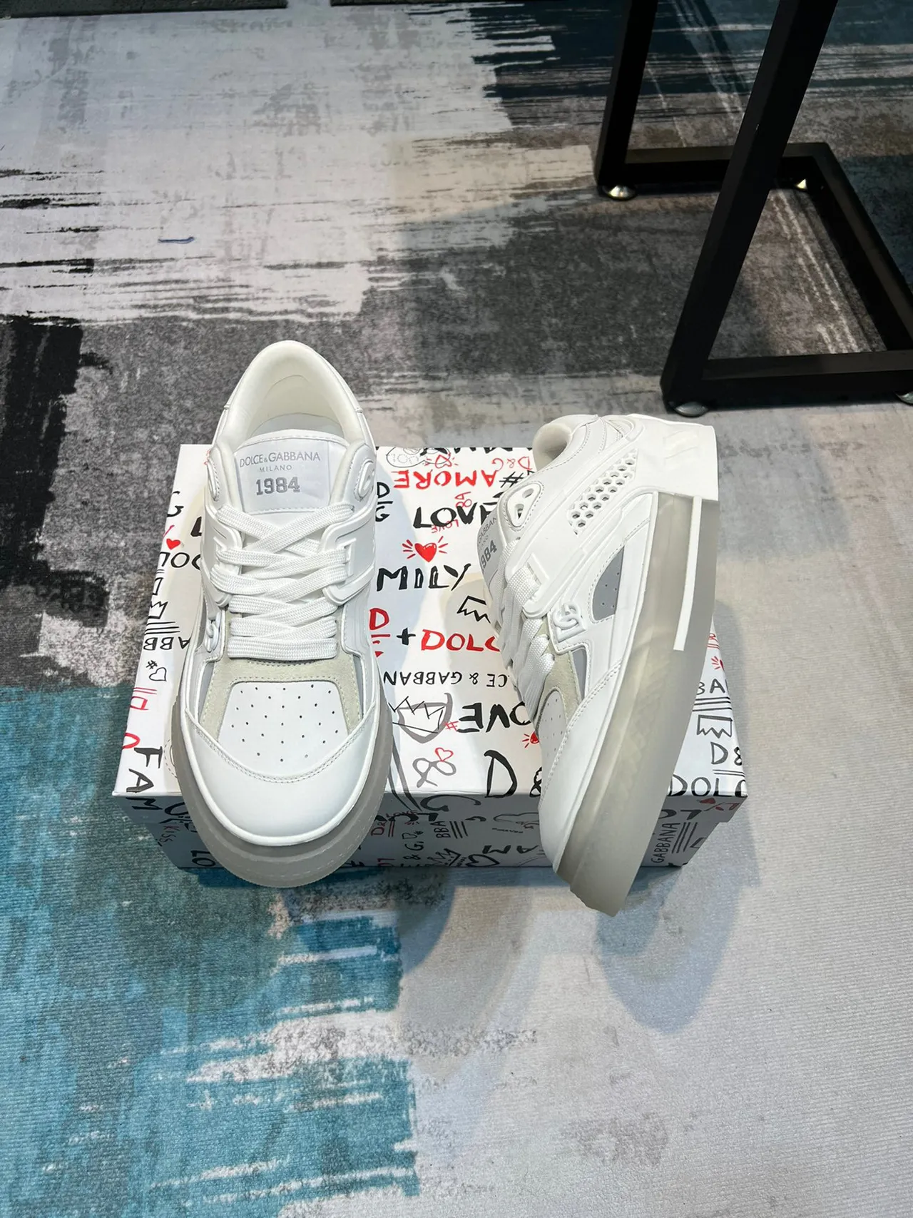 Dolce & Gabbana Sneaker Lifestyle Blanco Beige Low-Top Capas Superpuestas Sneakers Lifestyle 5