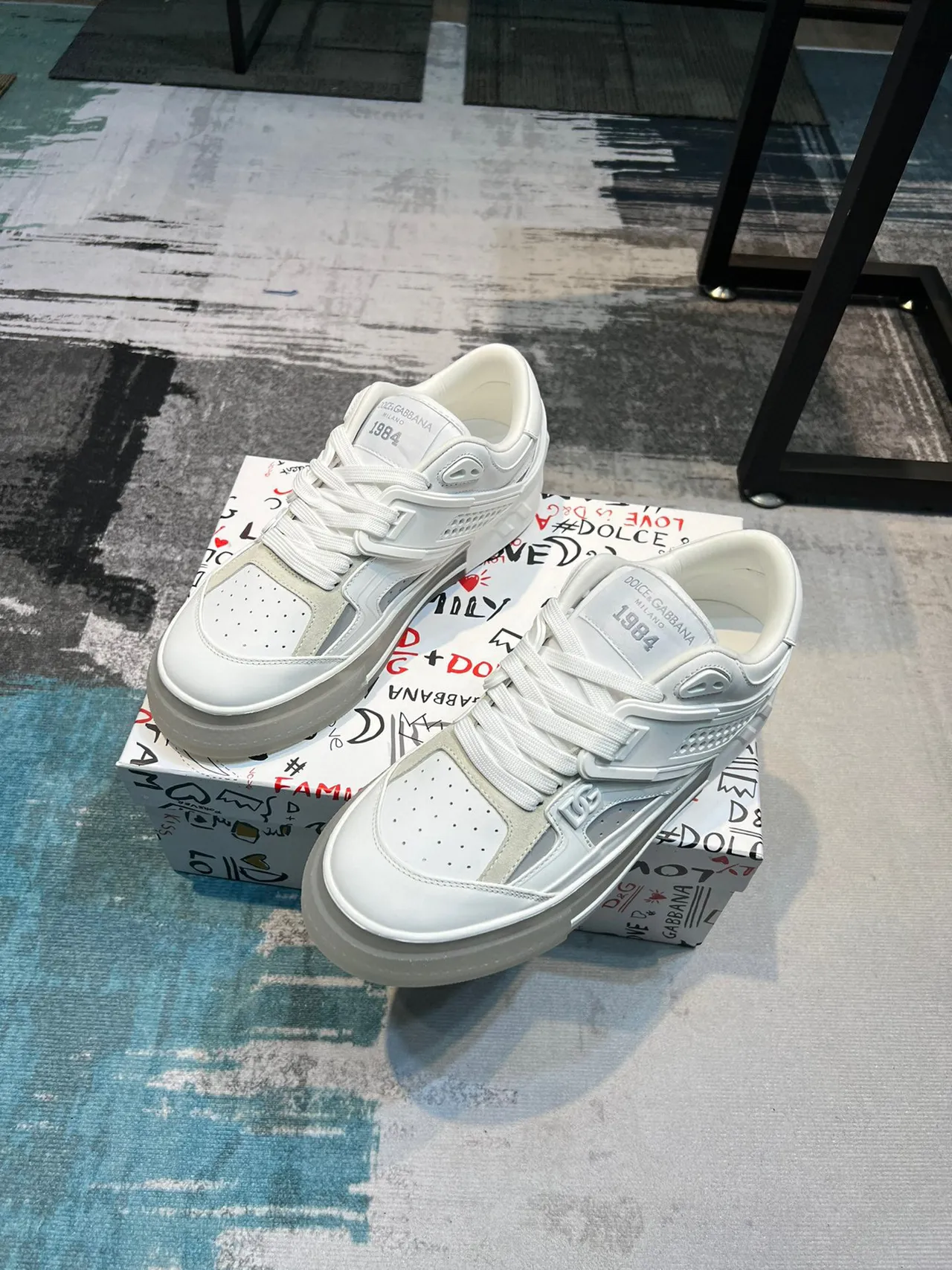 Dolce & Gabbana Sneaker Lifestyle Blanco Beige Low-Top Capas Superpuestas Sneakers Lifestyle 6