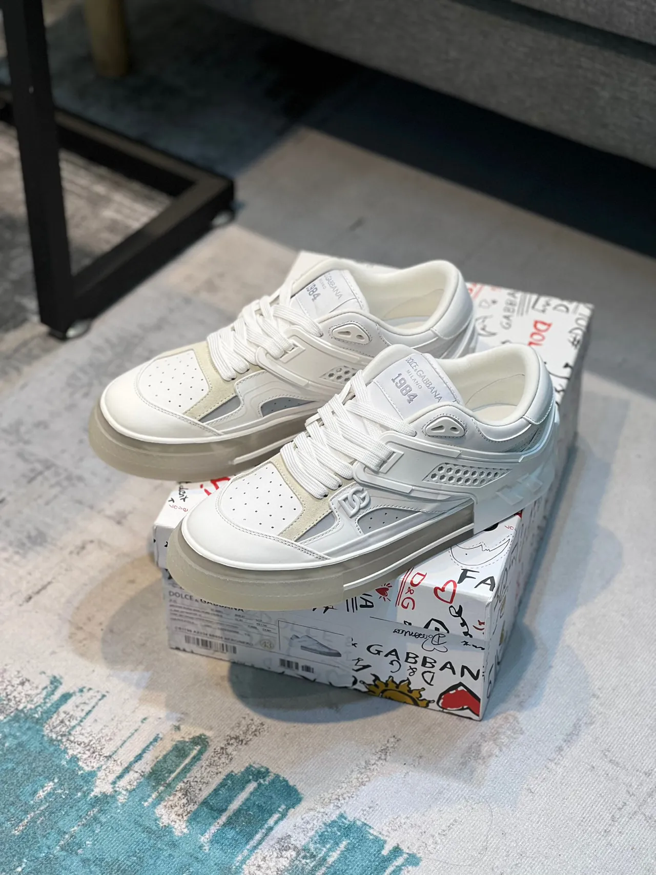Dolce & Gabbana Sneaker Lifestyle Blanco Beige Low-Top Capas Superpuestas Sneakers Lifestyle 8
