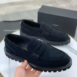 Dolce & Gabbana 黑色麂皮带扣乐福鞋