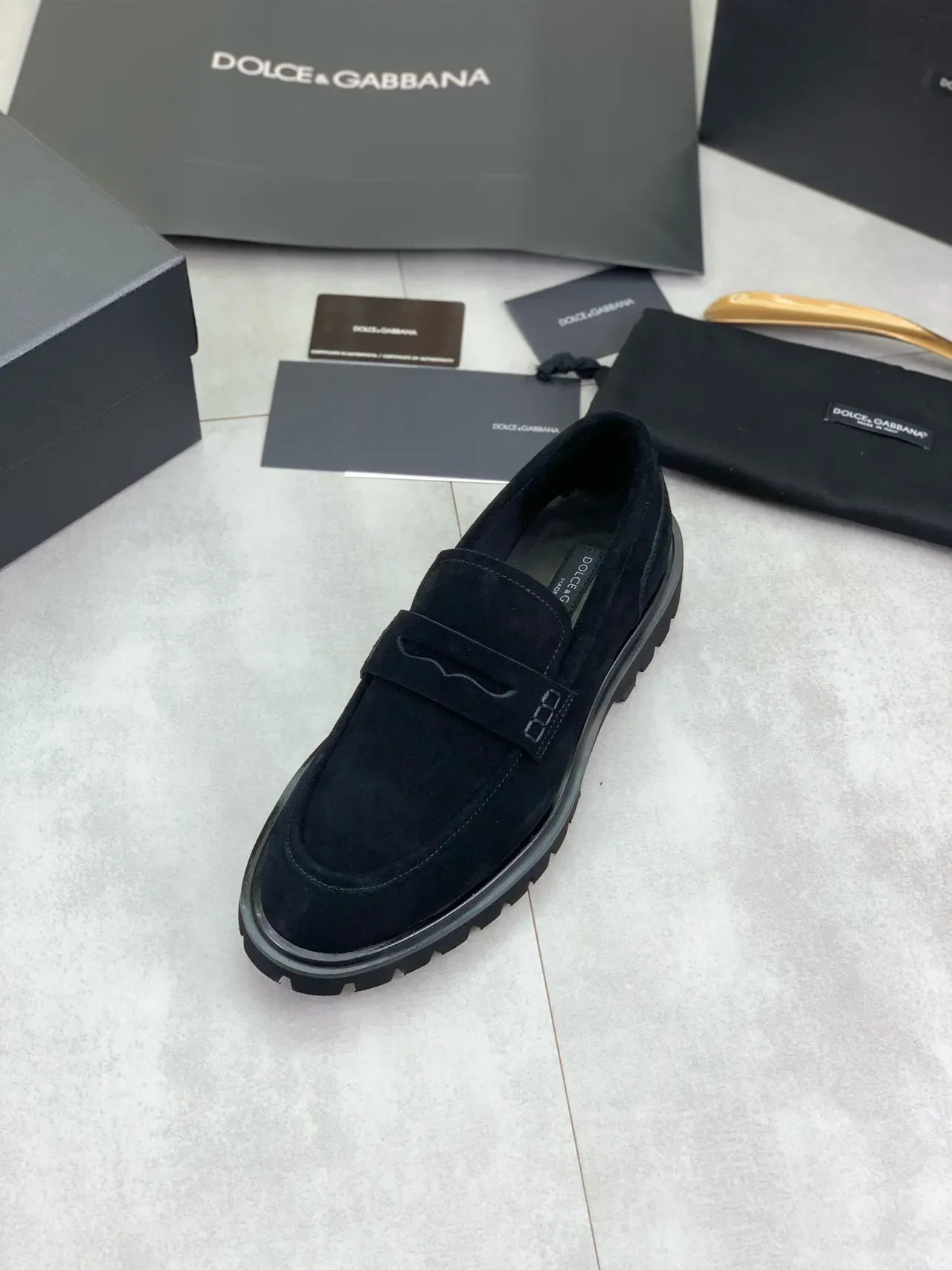 Mocasin Penny Dolce & Gabbana Negro Ante con Correa 4