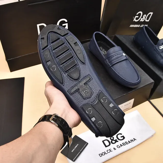 多尔切 & 加巴纳 Portofino 海军色 粒面皮 乐福鞋 2