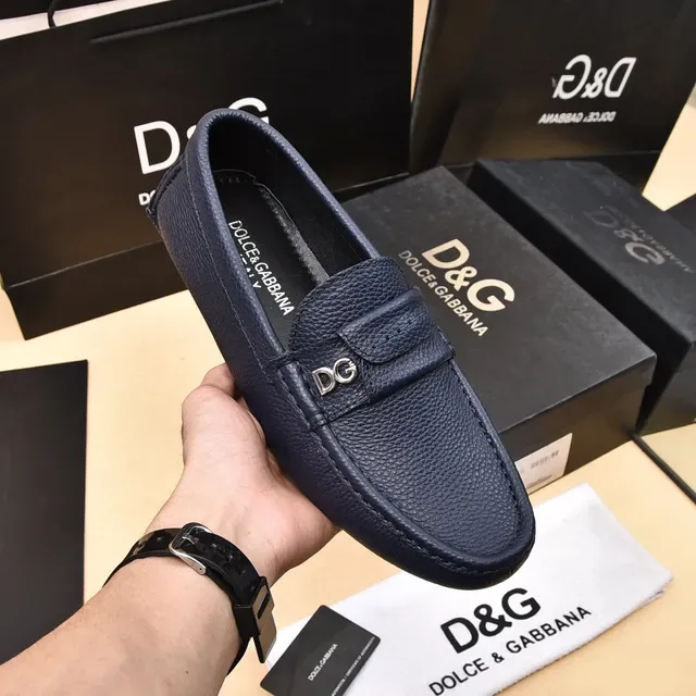 多尔切 & 加巴纳 Portofino 海军色 粒面皮 乐福鞋 6