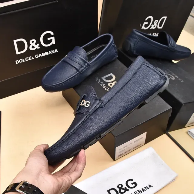 多尔切 & 加巴纳 Portofino 海军色 粒面皮 乐福鞋 8