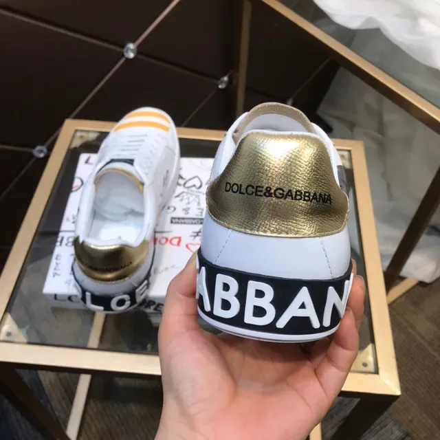 Dolce & Gabbana Portofino সাদা কমলা লো টপ লেদার লাইফস্টাইল স্নিকার্স 6