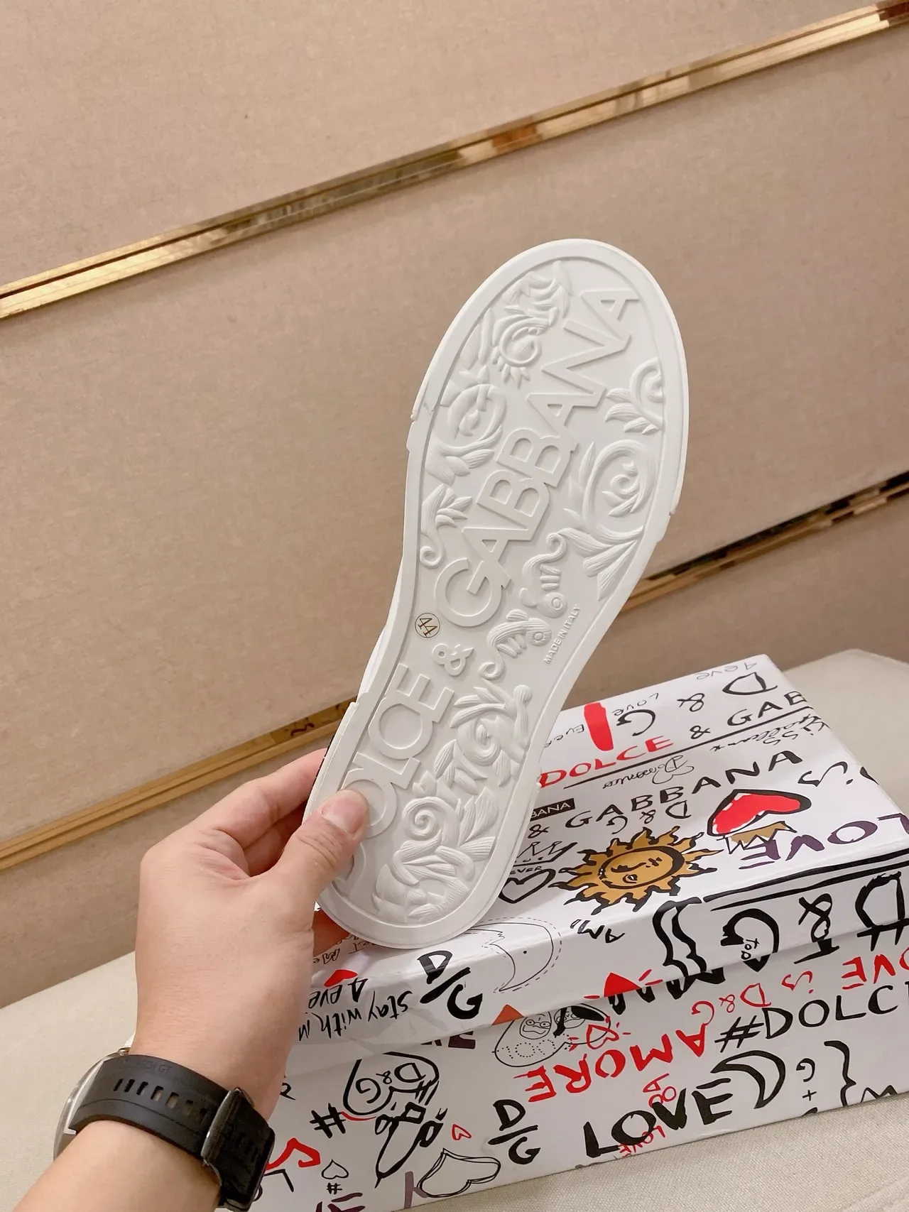 Dolce & Gabbana White Gold Leather Hardware Lifestyle Sneakers 2